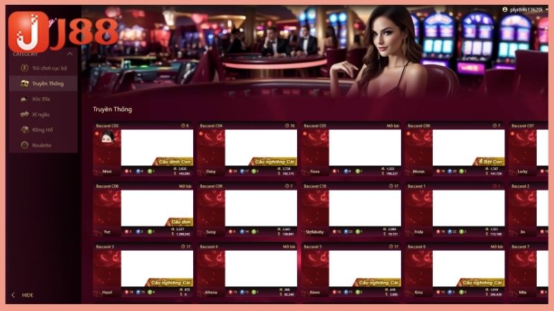 Một số trò chơi phổ biến tại Live Casino J88